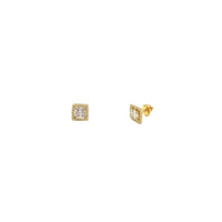 Okrągłe kolczyki wkrętki z diamentową bagietką w kształcie aureoli (14K) Popular Jewelry I Love New York