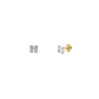 Orecchini a bottone quadrati con baguette di diamanti (14K) Popular Jewelry New York