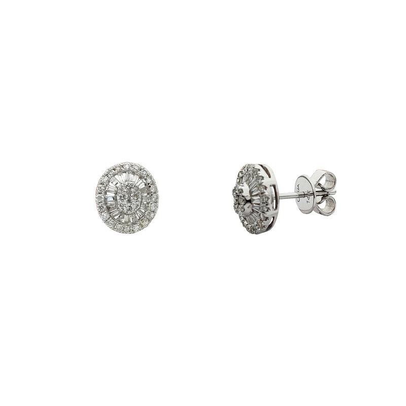 Diamond Cluster Oval Stud Earrings (14K) Popular Jewelry New York