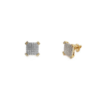 Diamond Iced-Out Square 4-Prong Stud Earrings (14K) Popular Jewelry New York