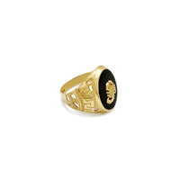 Crni oniks-prsten za škorpion grčkog ključa (14K) Popular Jewelry New York