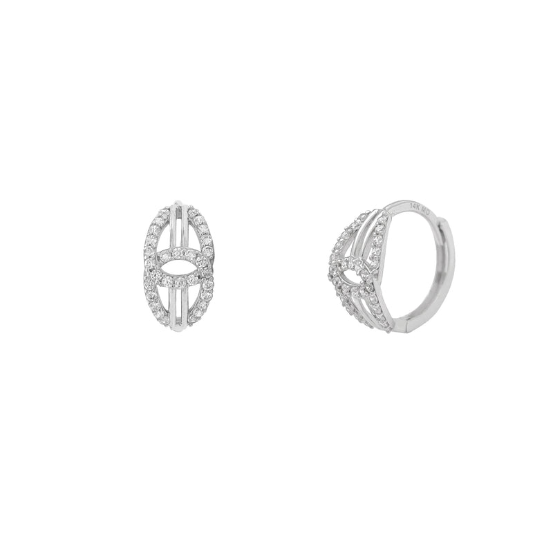 Stone-Set Knot Bridged Huggie Earrings (14K) Popular Jewelry New York