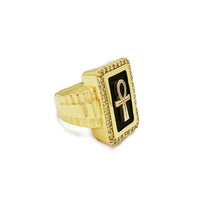 Rechthoekige Halo Ankh Presidentiële Ring (14K) Popular Jewelry New York
