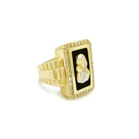 Rectangle Halo Virgin Mary Presidential Ring (14K) Popular Jewelry New York