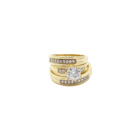 Two-Tone Stoneset Milgrain Engagement Ring Set (14K)
