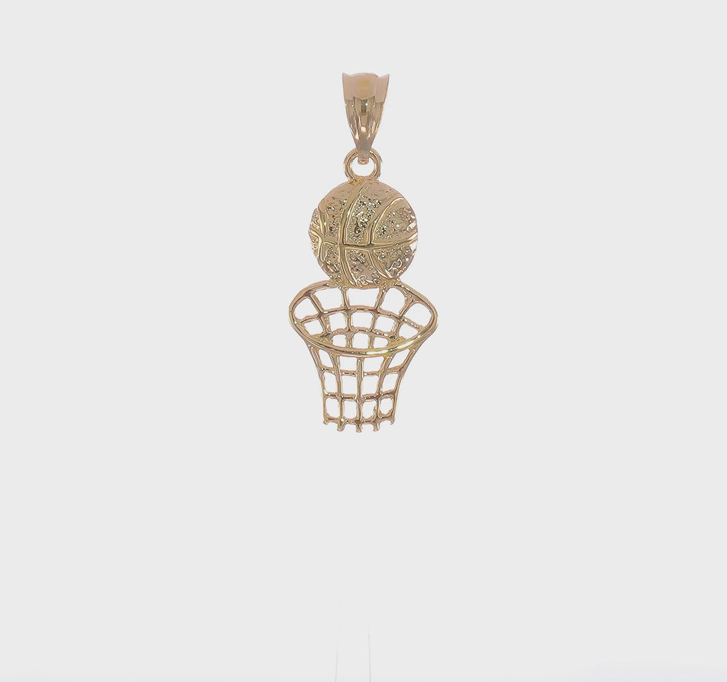 Basketball and Net Pendant (14K) 360 - Popular Jewelry - New York