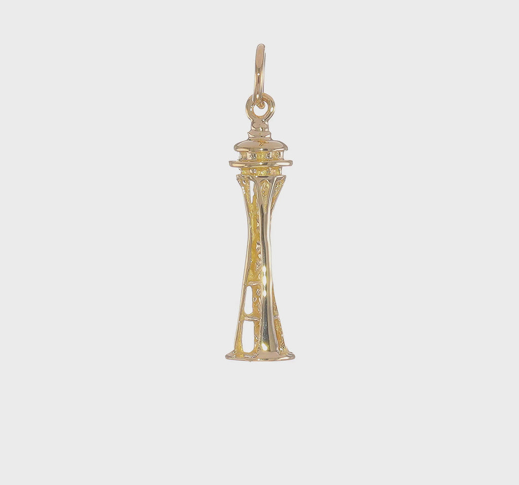 Seattle Space Needle 3D Pendant (14K) 360 - Popular Jewelry - New York