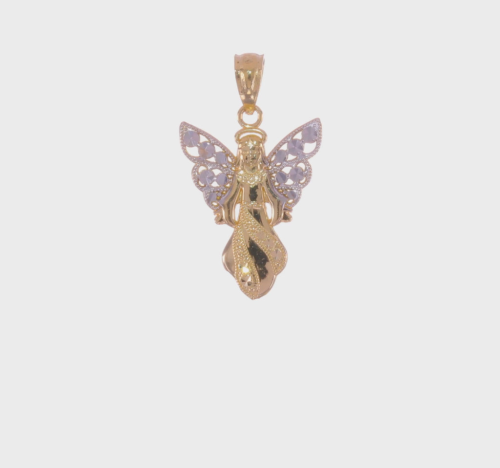 Multi-Textured Guardian Angel Pendant (14K) 360 - Popular Jewelry - New York