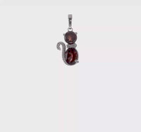 Garnet and Diamond Cat Pendant (Silver) 360 - Popular Jewelry - New York