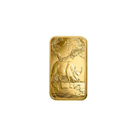 1 oz PAMP Suisse Chinese Lunar New Year of the Ox 牛 2021 Edition Gold Bar Closeup Front Ox Drinking Water View Details