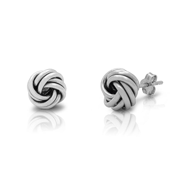 2-Rows Love Knot Earrings (Silver) Popular Jewelry New York