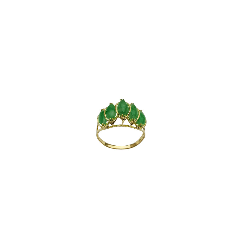 Yellow Gold Quintuple Jade Ring (14K)