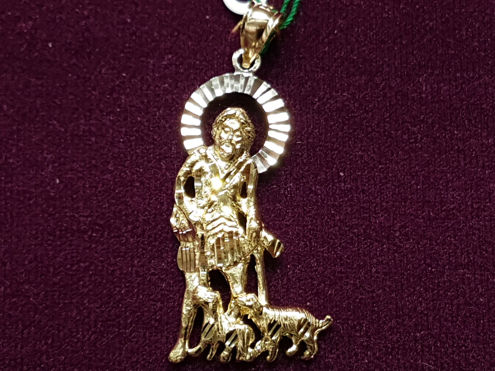 Saint Lazarus White Gold Cut Halo Pendant 14K - Lucky Diamond 恆福珠寶金行 New York City 169 Canal Street 10013 Jewelry store Playboi Charlie Chinatown @luckydiamondny 2124311180