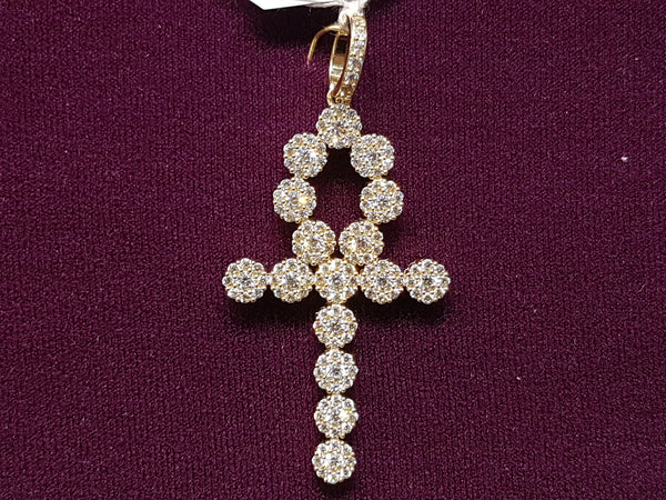 Iced-Out Halo Setting Ankh Pendant 14K - Lucky Diamond 恆福珠寶金行 New York City 169 Canal Street 10013 Jewelry store Playboi Charlie Chinatown @luckydiamondny 2124311180