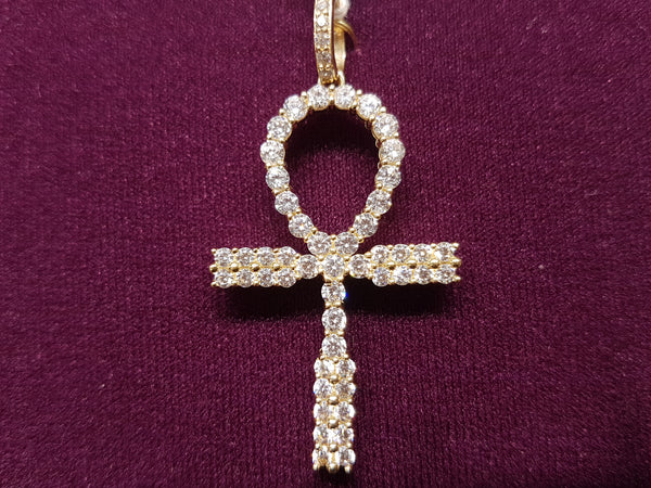 Iced-Out Prong Ankh Pendant 14K - Lucky Diamond 恆福珠寶金行 New York City 169 Canal Street 10013 Jewelry store Playboi Charlie Chinatown @luckydiamondny 2124311180