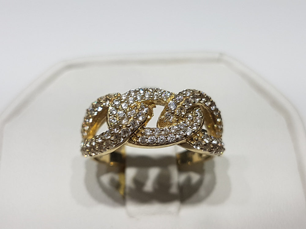 Iced-Out Round Cubanlink Ring 10K - Lucky Diamond 恆福珠寶金行 New York City 169 Canal Street 10013 Jewelry store Playboi Charlie Chinatown @luckydiamondny 2124311180