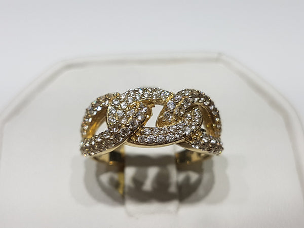 Iced-Out Round Cubanlink Ring 10K - Lucky Diamond 恆福珠寶金行 New York City 169 Canal Street 10013 Jewelry store Playboi Charlie Chinatown @luckydiamondny 2124311180