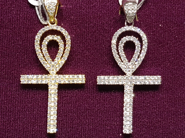 Iced-Out Pave Ankh Pendant Silver - Lucky Diamond 恆福珠寶金行 New York City 169 Canal Street 10013 Jewelry store Playboi Charlie Chinatown @luckydiamondny 2124311180