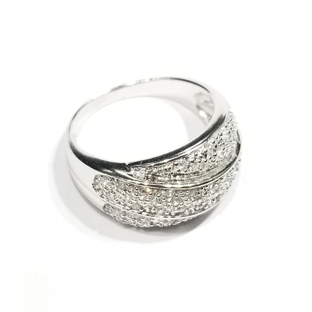 Tri-Band CZ Ring (Sterling Silver)