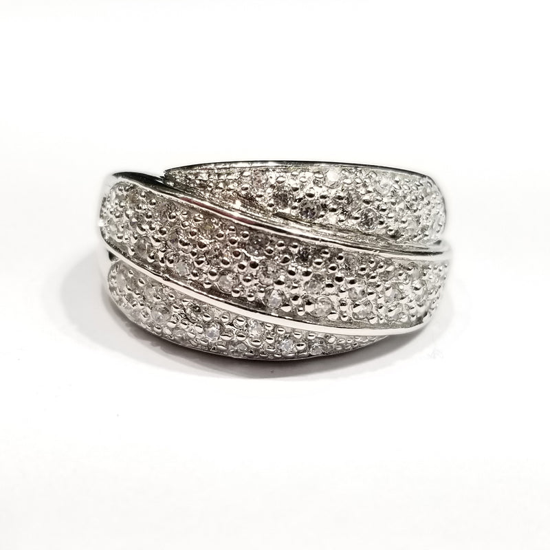 Tri-Band CZ Ring (Sterling Silver)