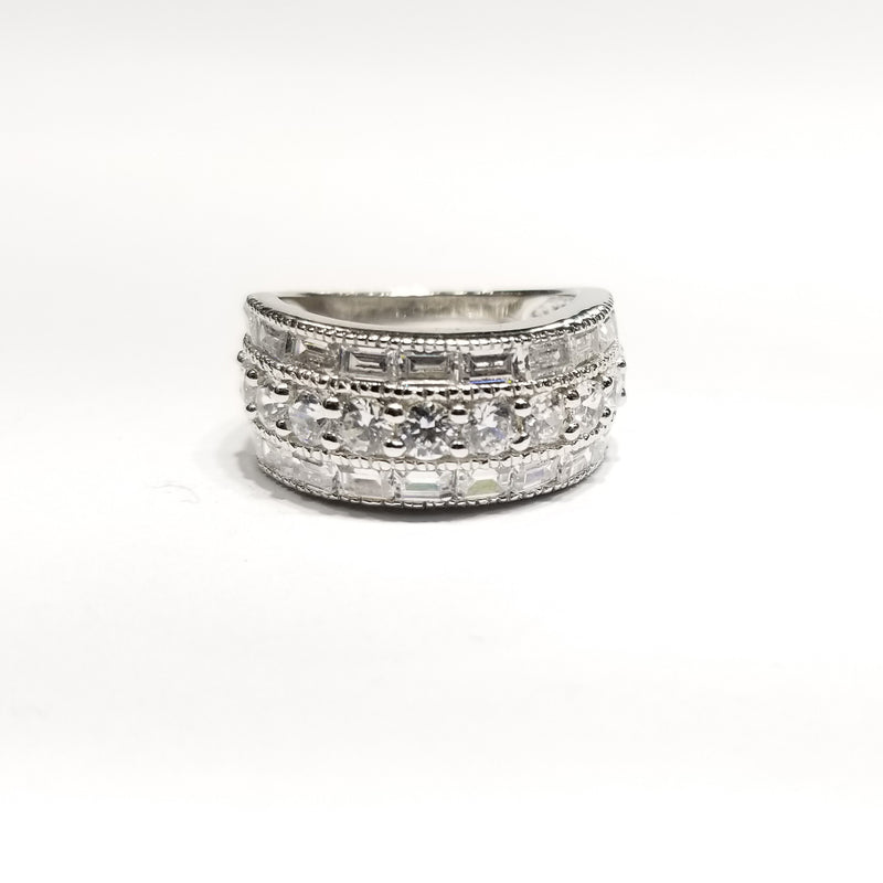 Triple Layer CZ Ring (Sterling Silver)