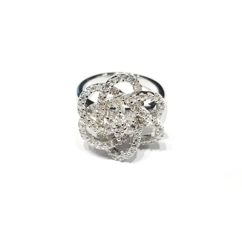 Spiral Flower CZ Ring (Sterling Silver)