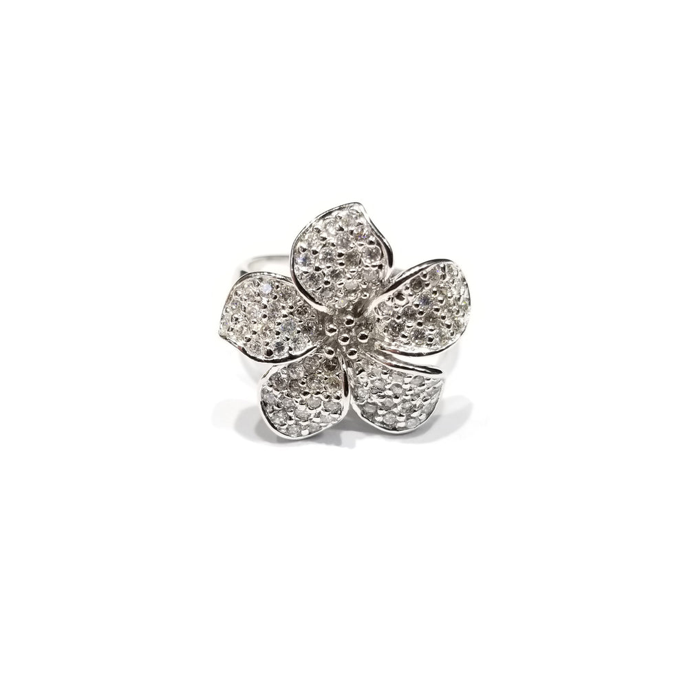 Flower Petal CZ Ring (Sterling Silver)