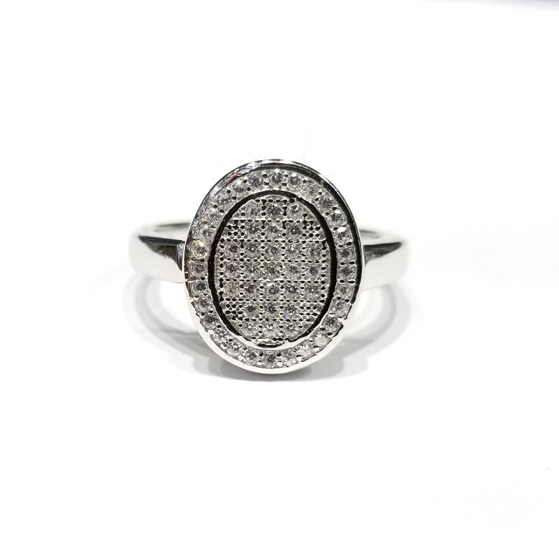 Oval Glamorous CZ Ring (Sterling Silver)