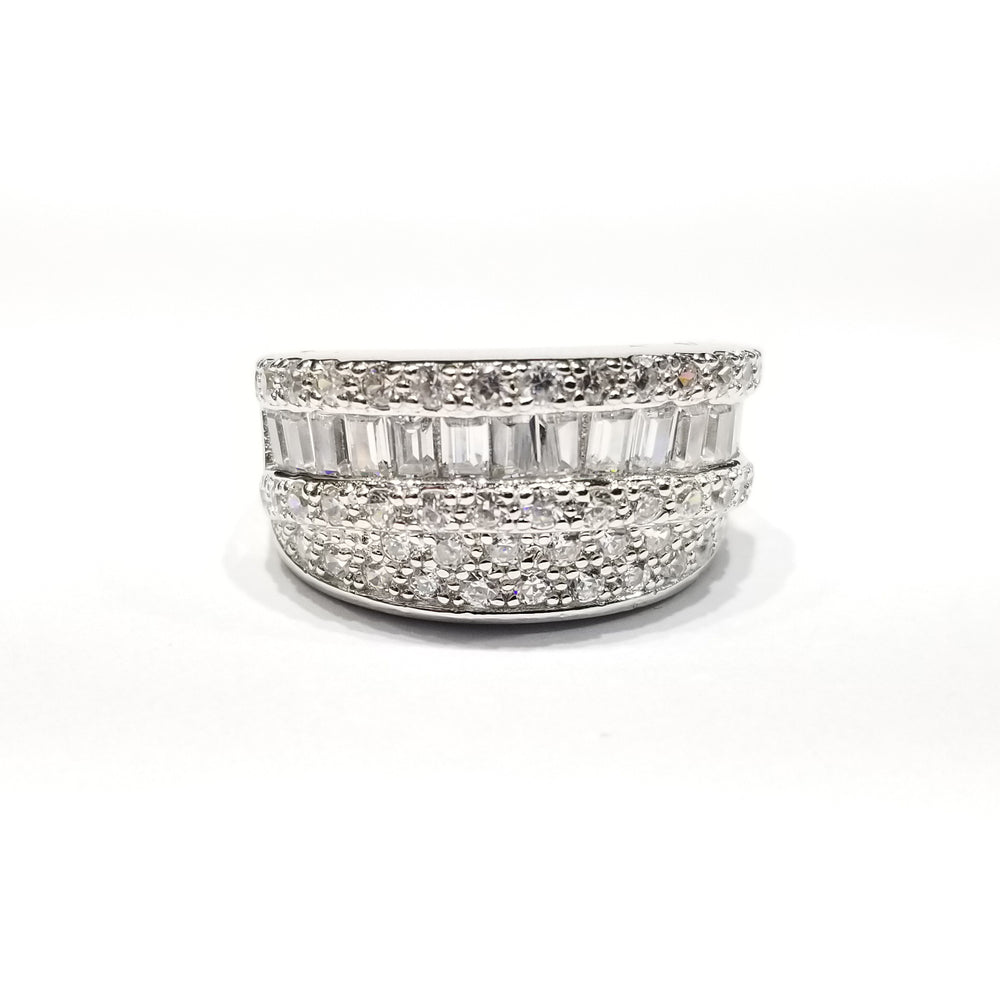 Triple Band CZ Ring (Sterling Silver)