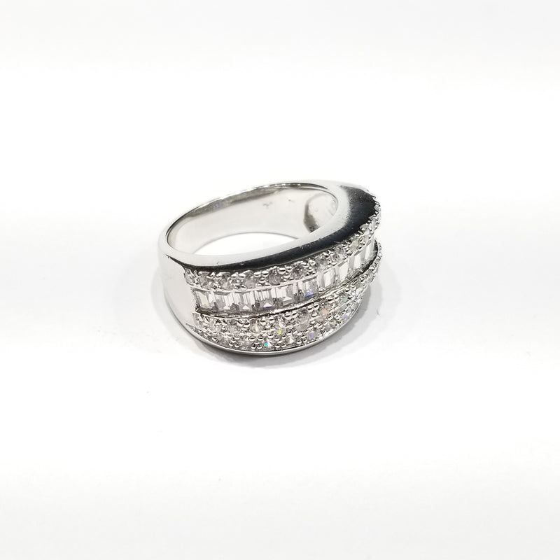 Triple Band CZ Ring (Sterling Silver)