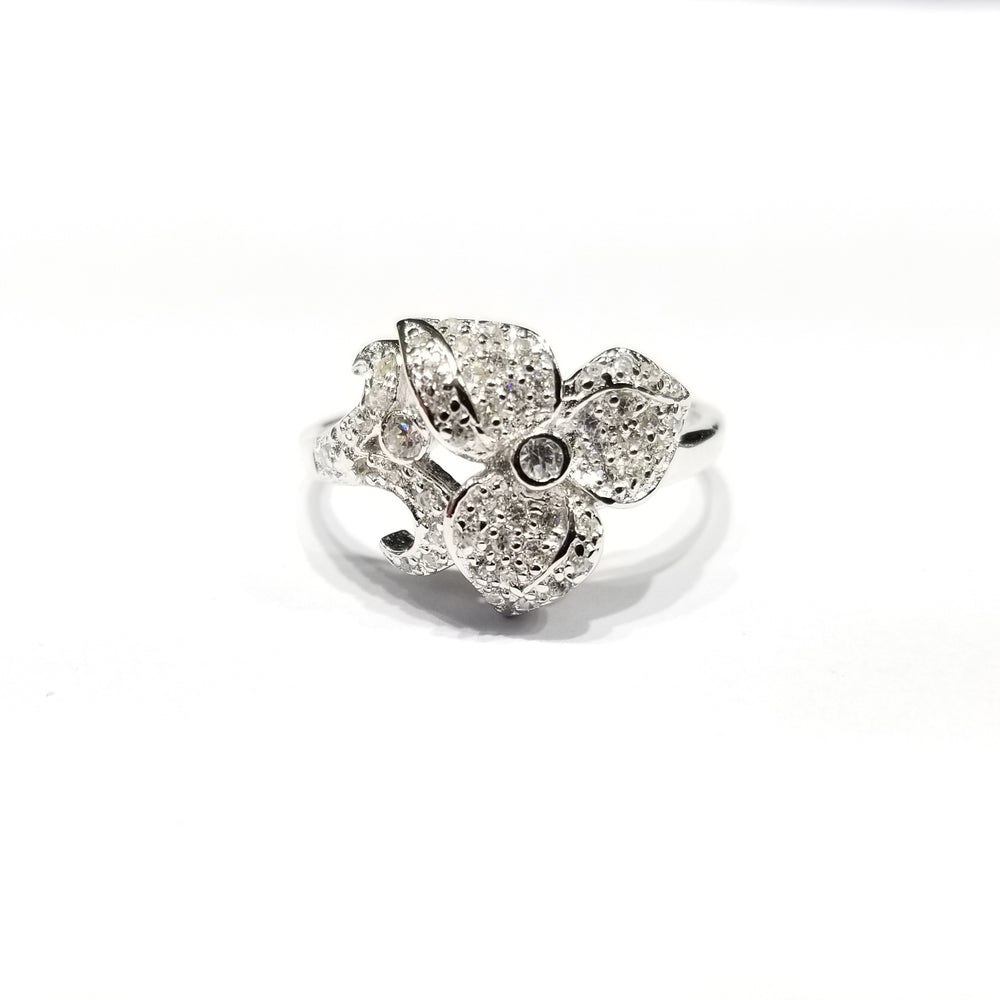 Flower Petal CZ Ring (Sterling Silver)