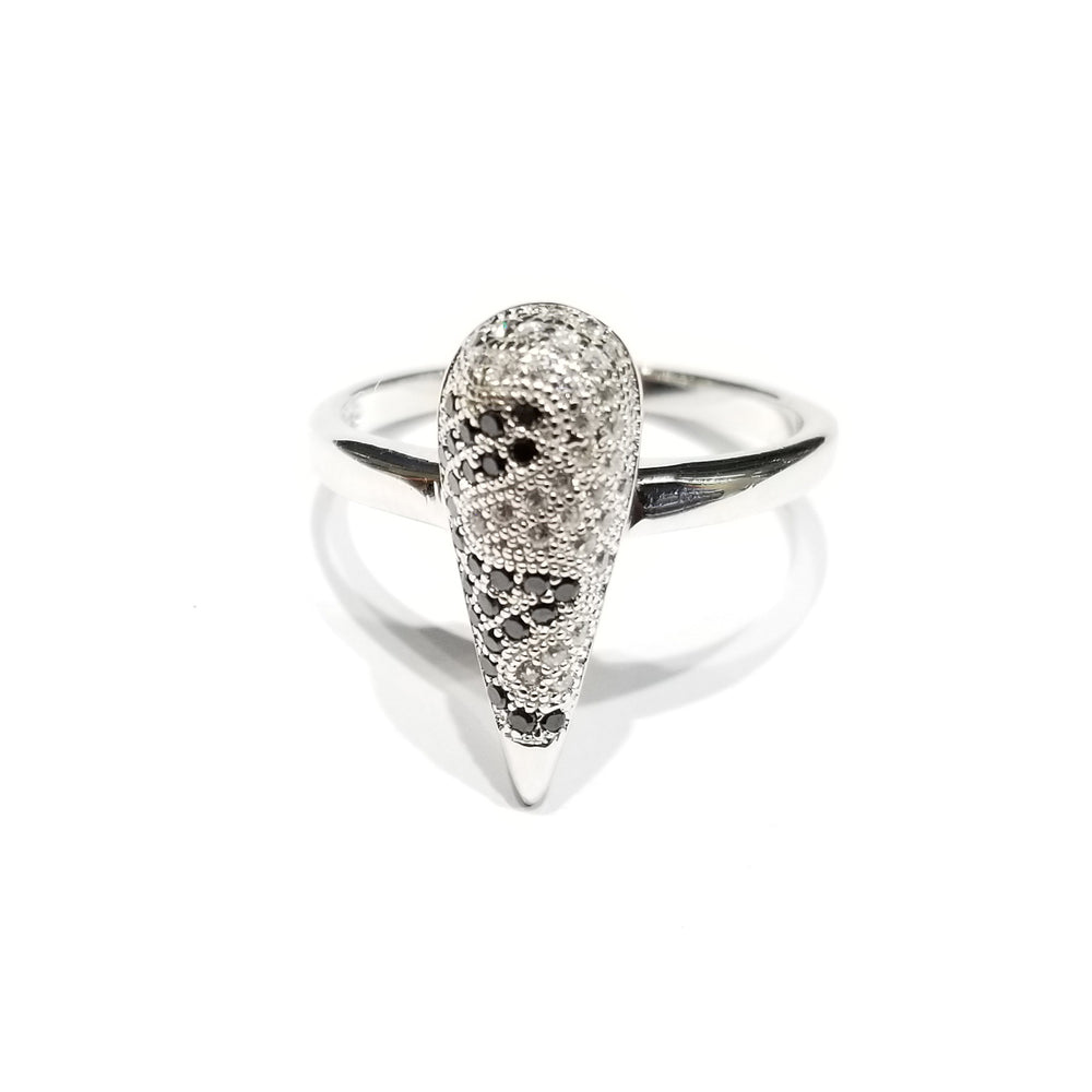 Two Toned Carrot CZ Ring (Sterling Silver)