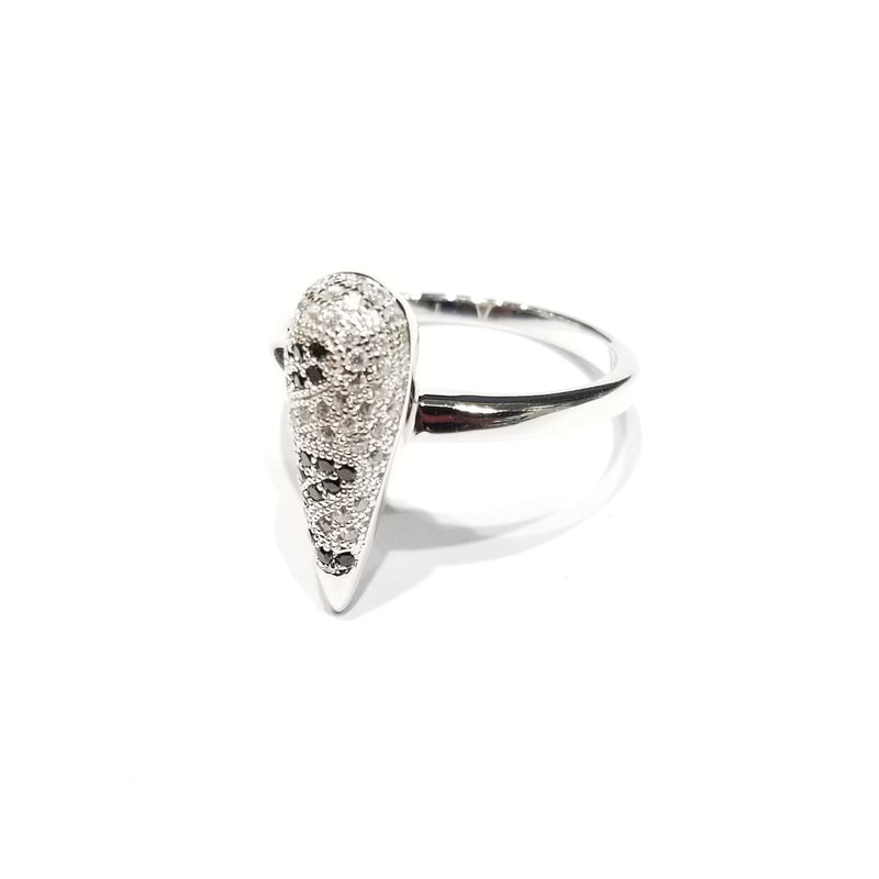 Two Toned Carrot CZ Ring (Sterling Silver)