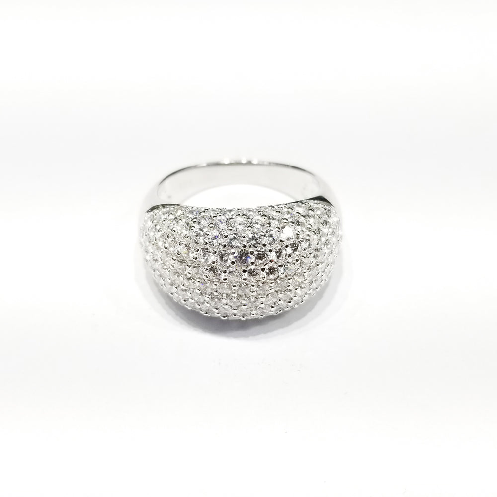 White CZ Dome Ring (Silver)