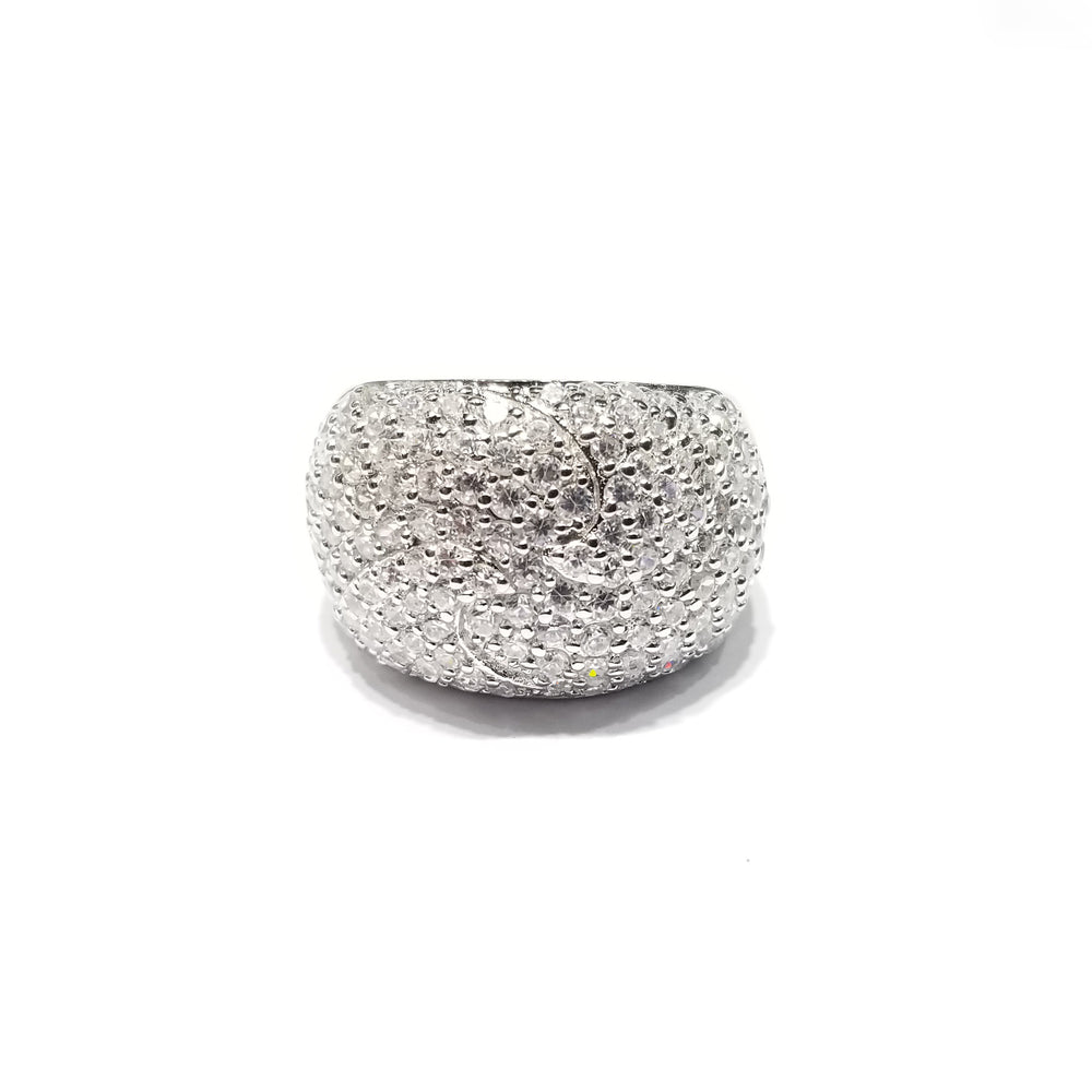 Large CZ Cluster Cocktail Ring (Silver)
