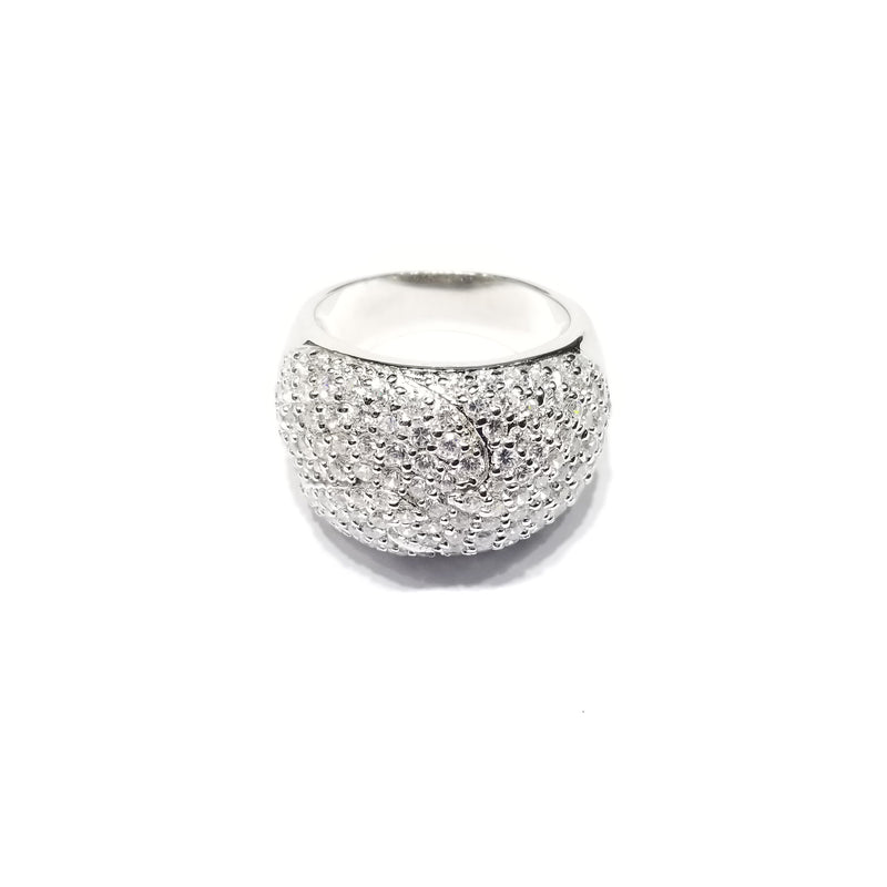 Large Solic Stones Cocktail CZ Ring (Sterling Silver)