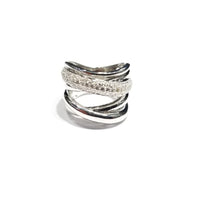 Quad-Bands Solid & Crystalized CZ Ring (Sterling Silver)
