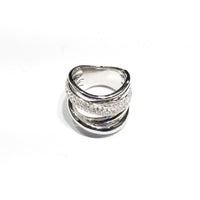 Quad-Bands Solid & Crystalized CZ Ring (Sterling Silver)