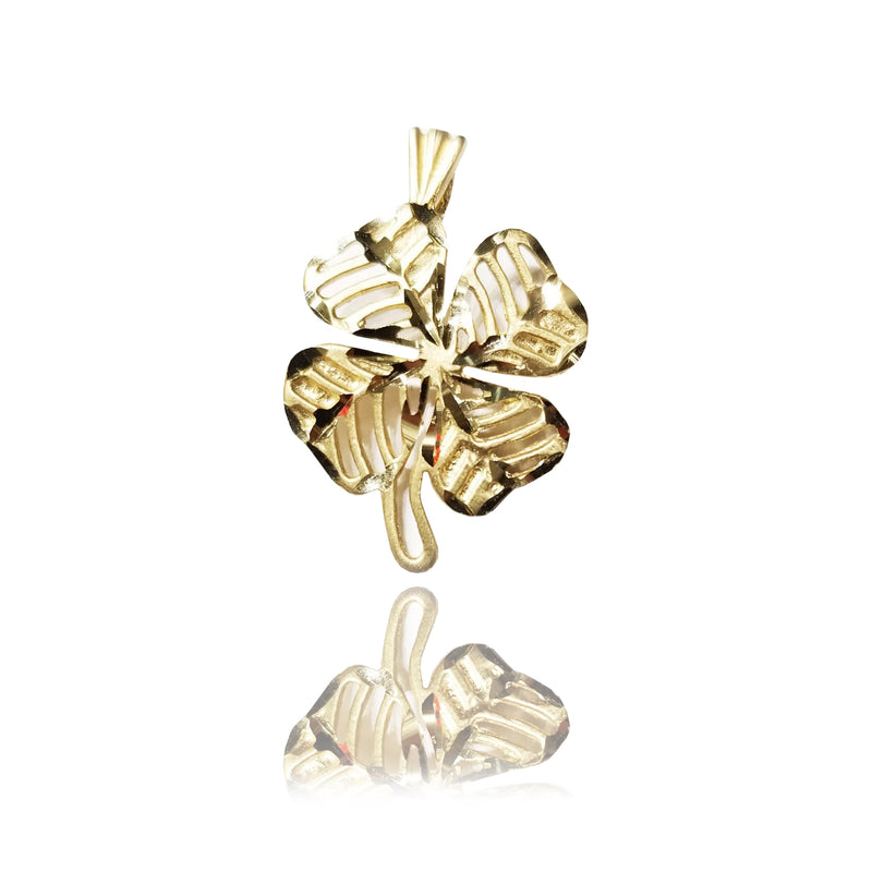 Lucky Four Leaf Clover Yellow Gold Pendant (14K)