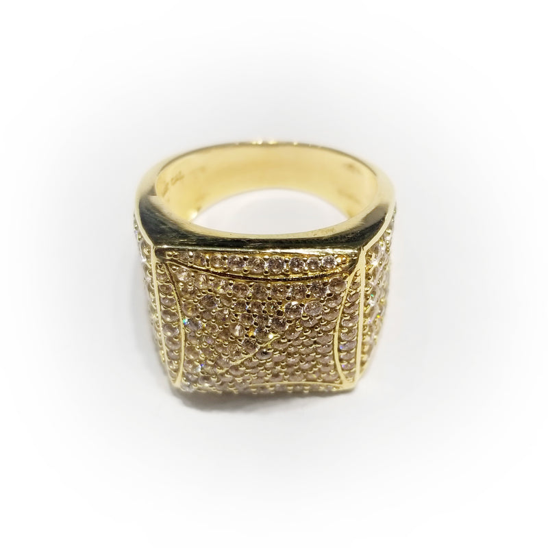 Iced Out Yellow Gold CZ Ring (14K)