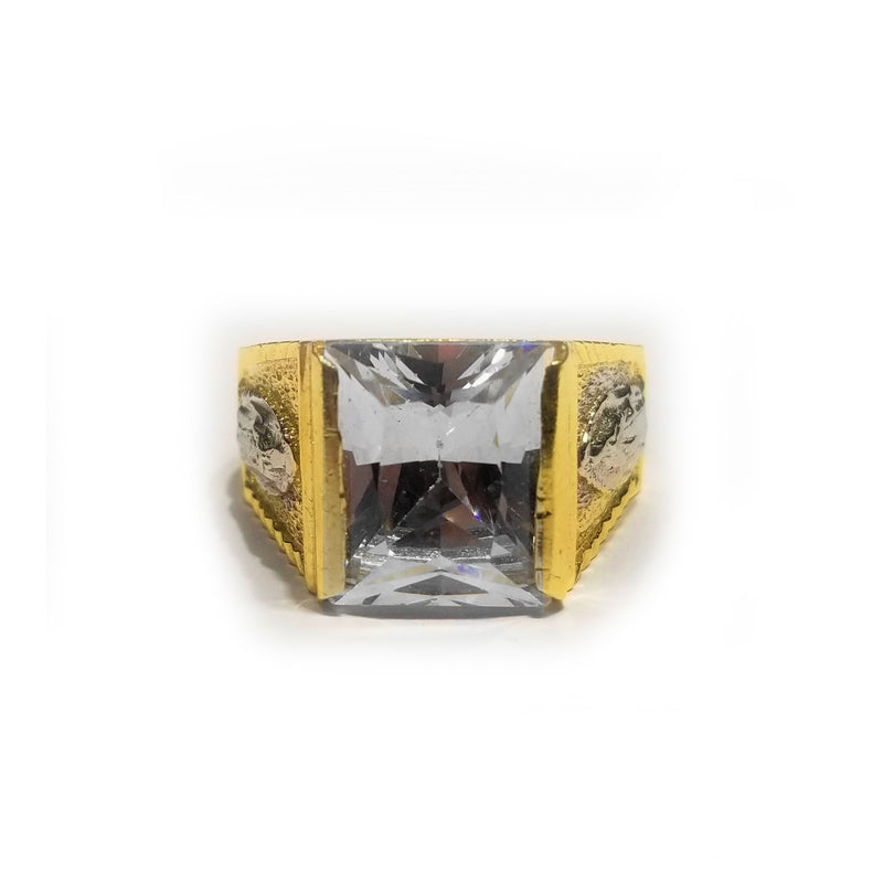 Squared CZ Crystal Ring (14K)