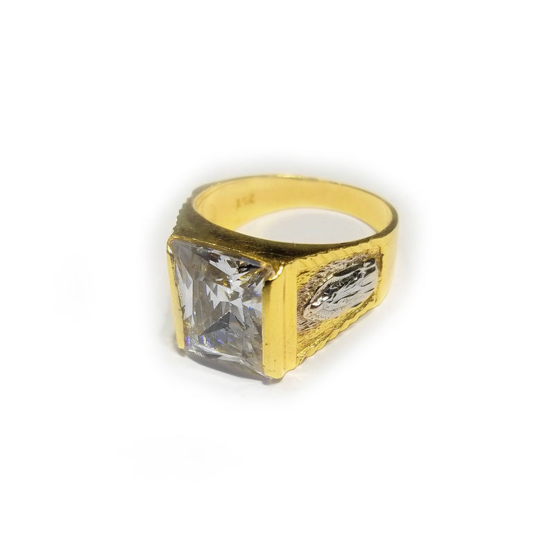 Squared CZ Crystal Ring (14K)