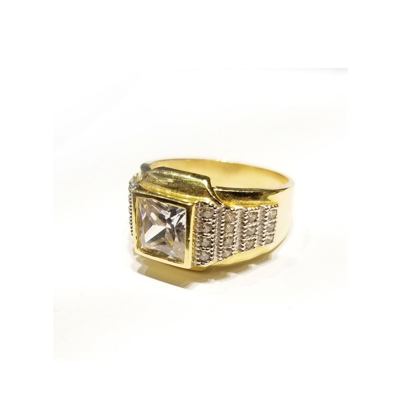 Squared Iced Out CZ Ring (14K)