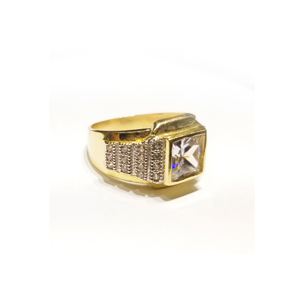Squared Iced Out CZ Ring (14K)