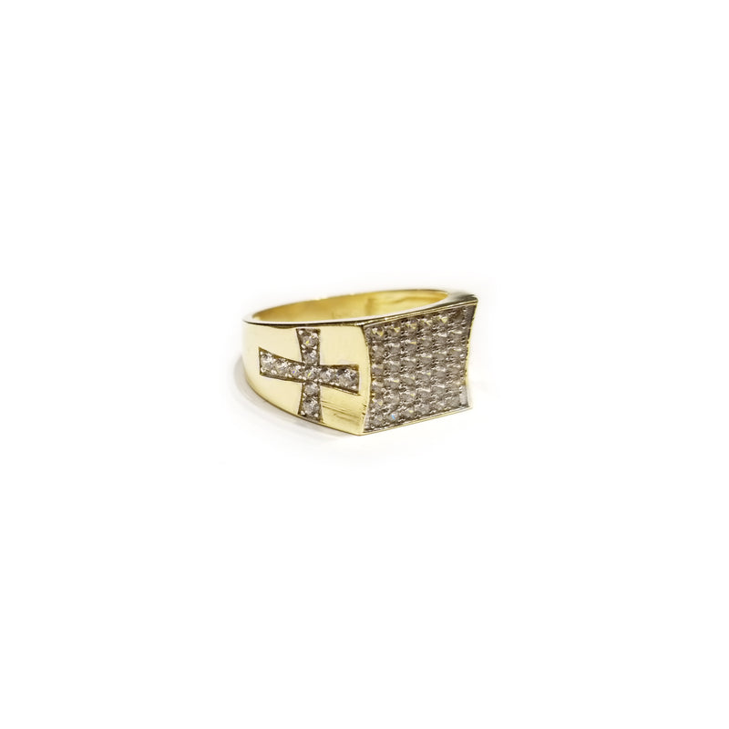 Solid CZ Crystal Cocktail Yellow Gold Ring (14K)