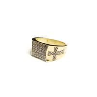 Solid CZ Crystal Cocktail Yellow Gold Ring (14K)