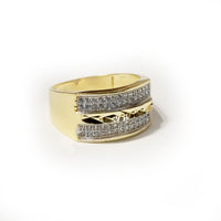 Iced Out CZ Crystal Dual Bands Yellow Gold Ring