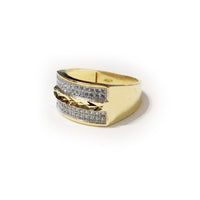 Iced Out CZ Crystal Dual Bands Yellow Gold Ring