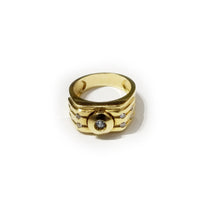 Seven CZ Crystal Yellow Gold Ring
