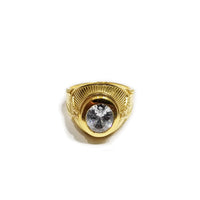 Large CZ Crystal Yellow Gold Ring (14K)